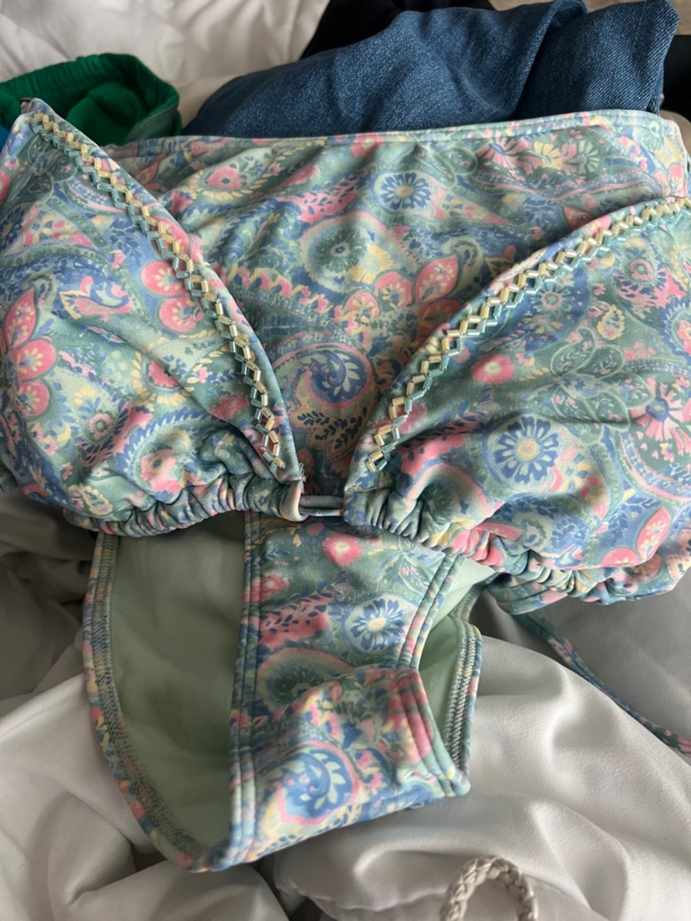 Hollister Pastel Mint Floral Paisley Bikini Top